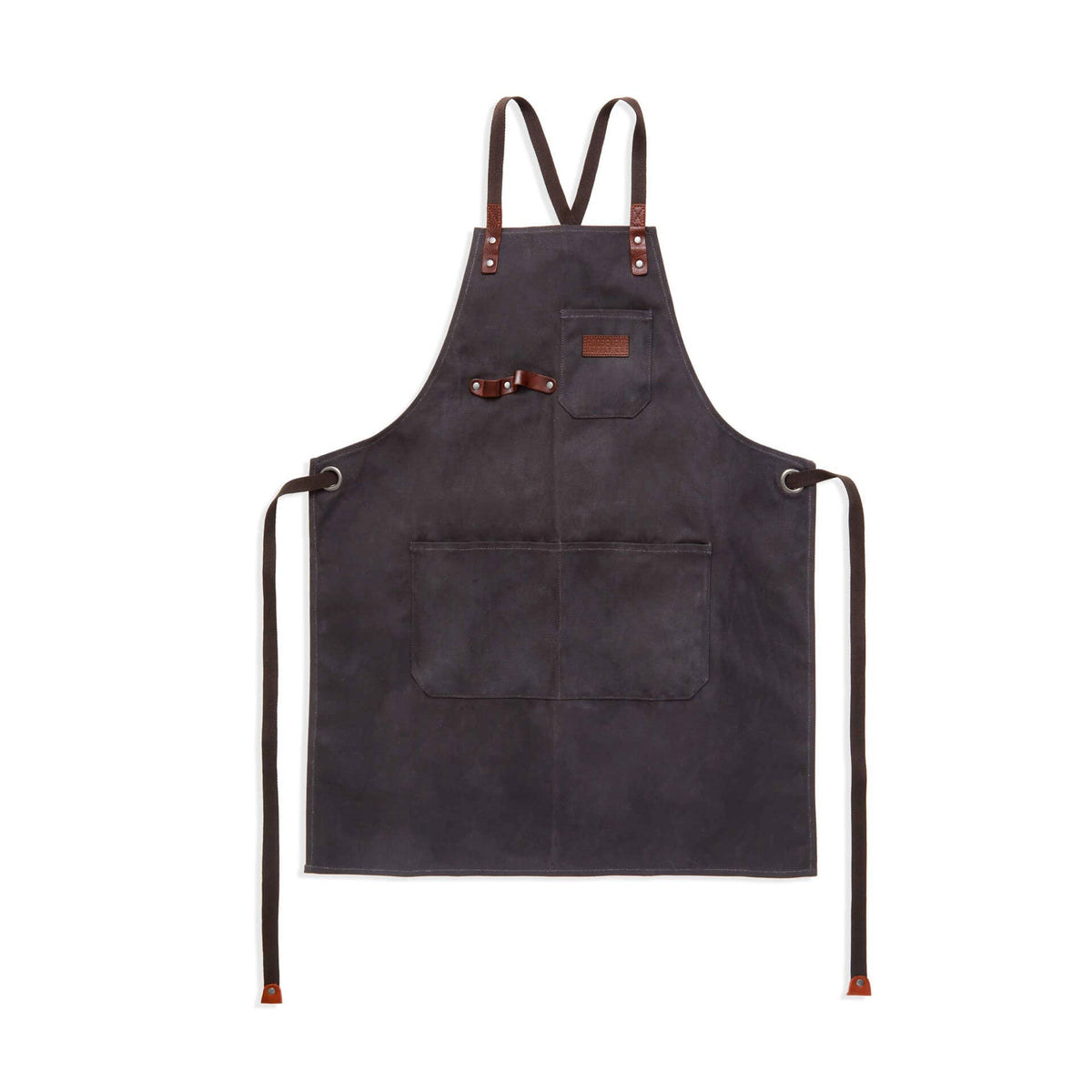 Navy waxed canvas apron