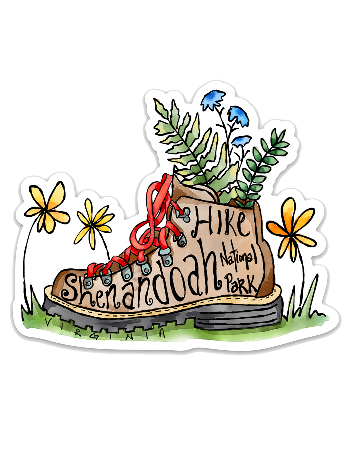Hiking Boot, Shenandoah National Park - Virginia Die Cut Sticker