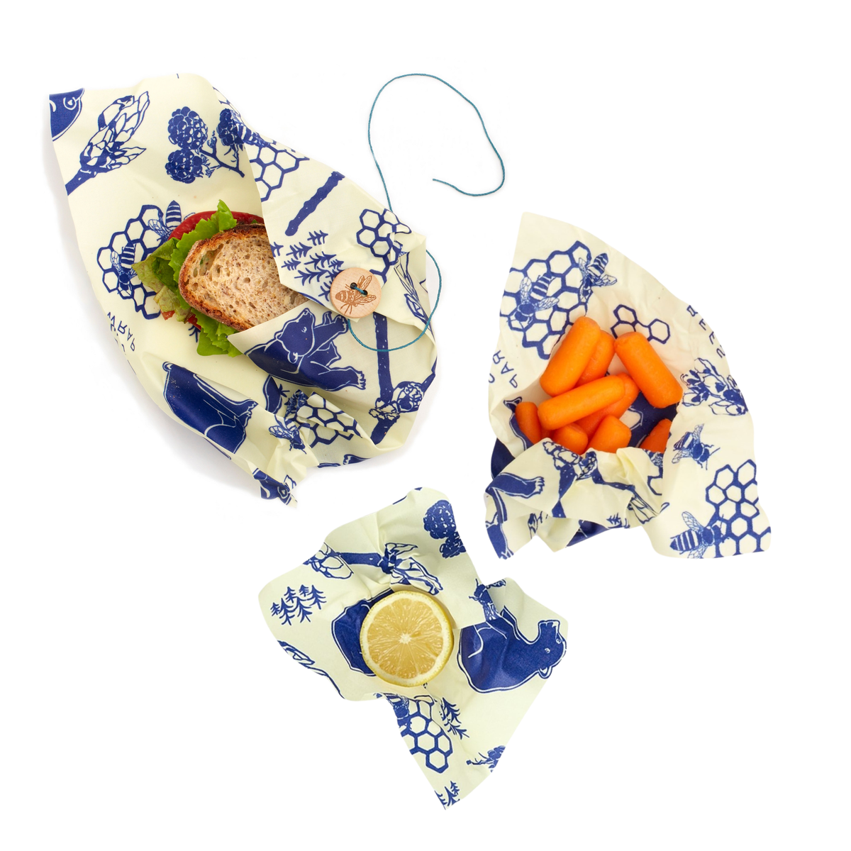 Bees Wrap Lunch 3 Pack - Bees & Bears Print