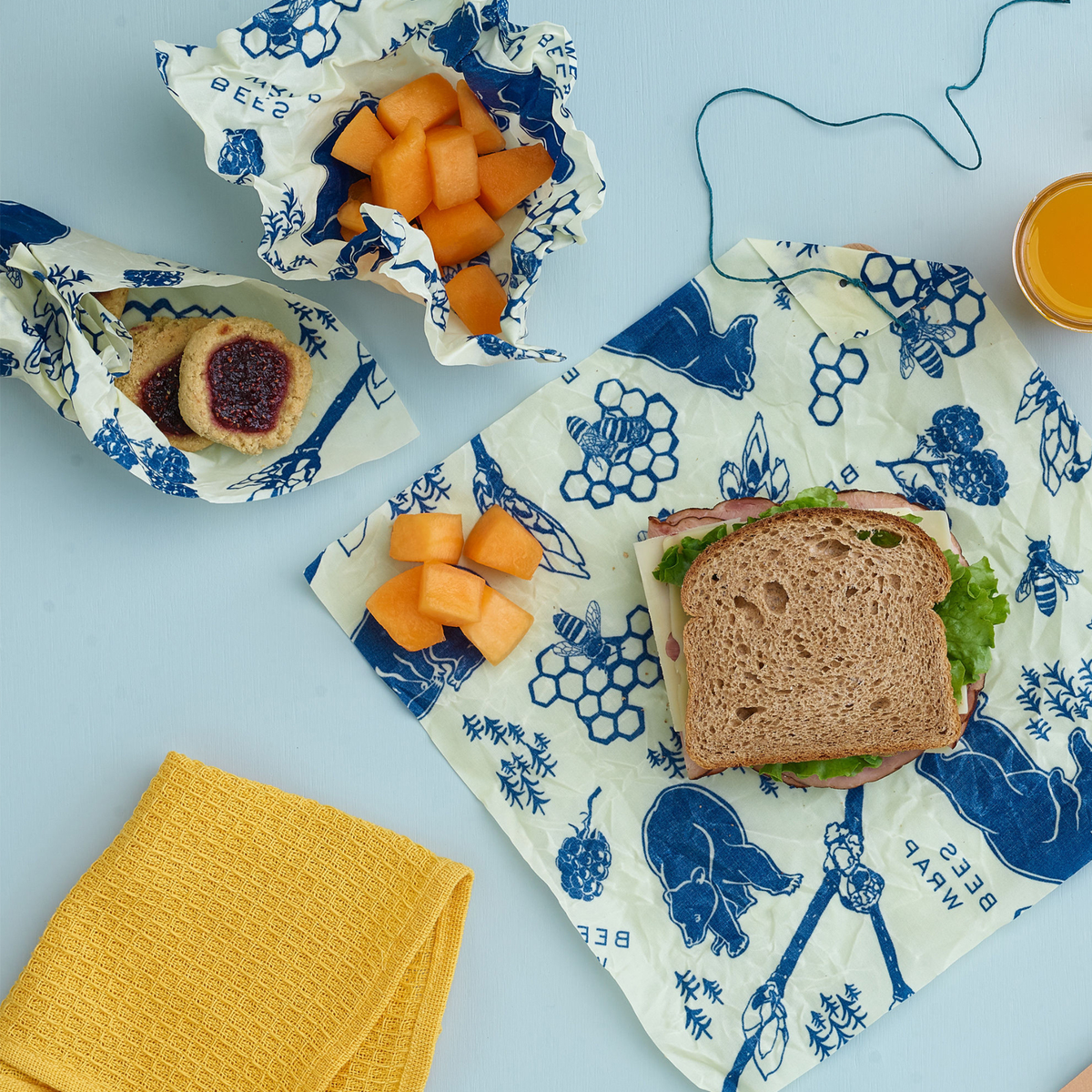 Bees Wrap Lunch 3 Pack - Bees & Bears Print