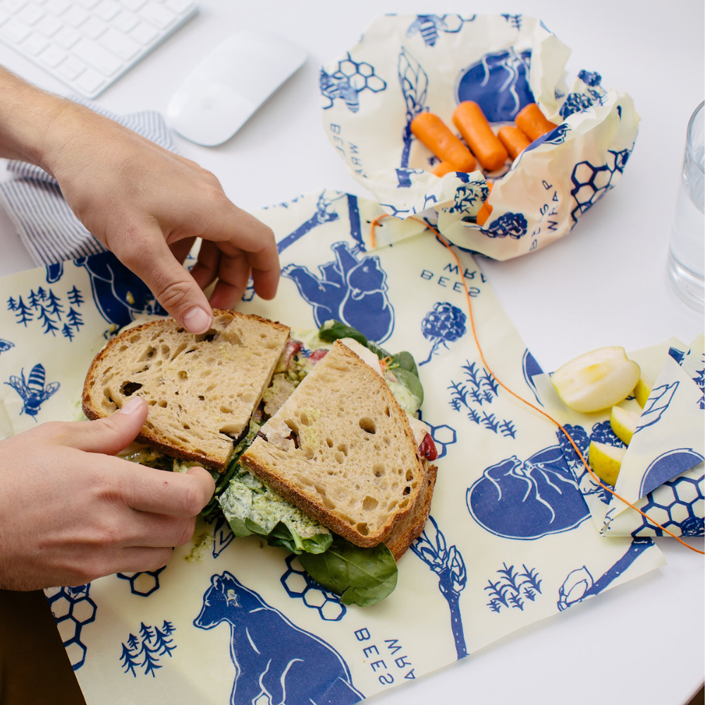 Bees Wrap Lunch 3 Pack - Bees & Bears Print