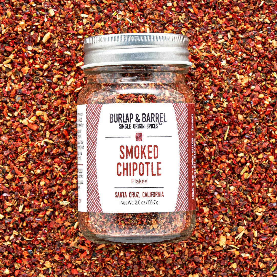 Smoked Chipotle Chili Flakes - Single Origin Spice: 2.0 oz glass jar