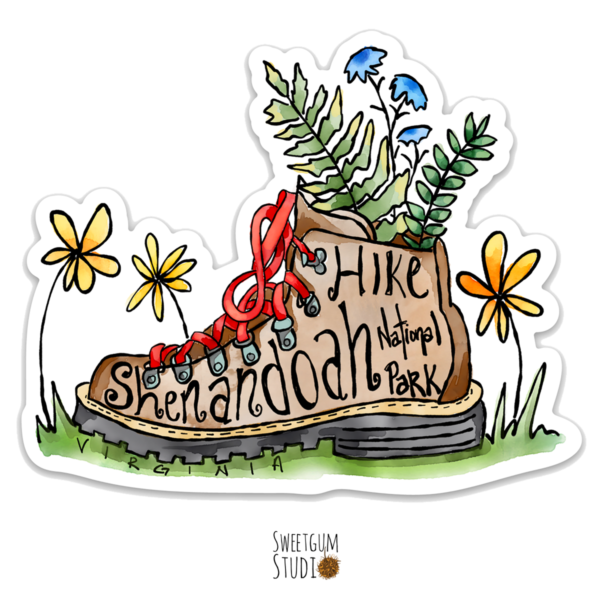 Hiking Boot, Shenandoah National Park - Virginia Die Cut Sticker